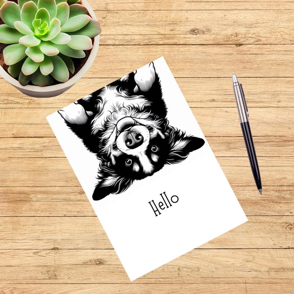 Whimsical Bernese Mountain Dog Blank Notecards with Peel and Stick Envelopes - Picture 3 of 11